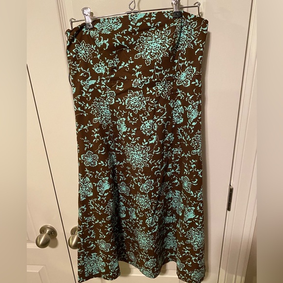 Old Navy brown turquoise strapless dress sz 6 - Picture 6 of 7